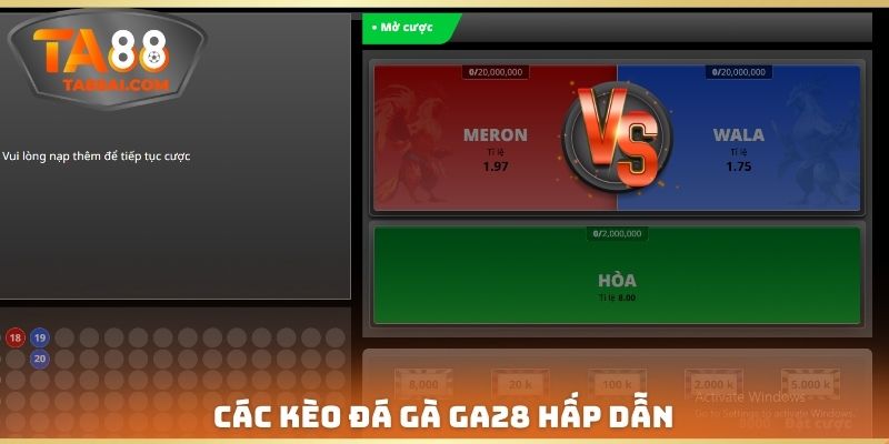 Các kèo đá gà GA28 hấp dẫn