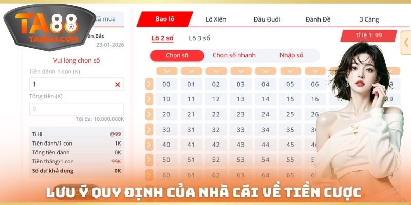 Lưu ý quy định của nhà cái về tiền cược 