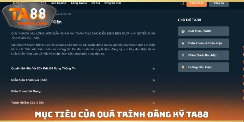 Mục tiêu của quá trình Đăng ký TA88