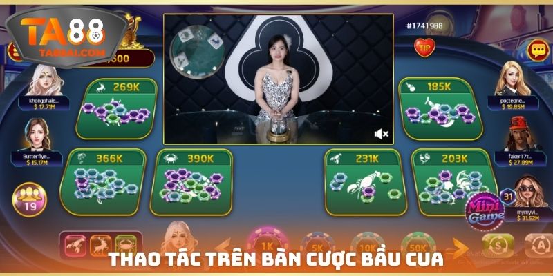 Thao tác trên bàn cược bầu cua